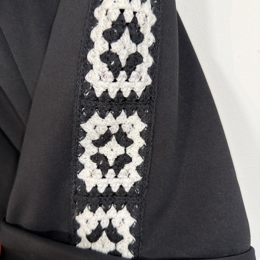 Rebellion Again High Waist Crochet Detail Black White Shorts Large Boho NWT - Picture 3 of 12